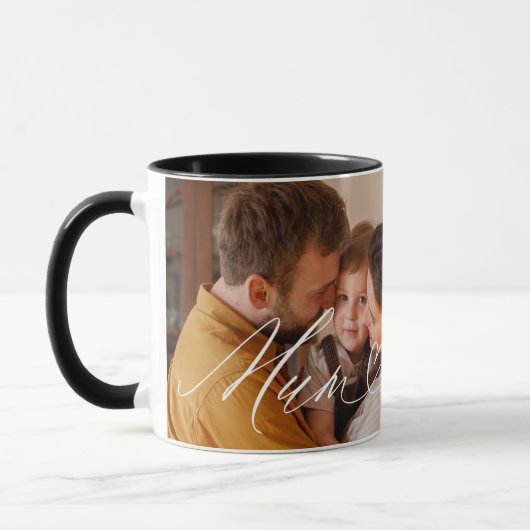 Mum Script Herz dankbar für jeden Augenblick Foto Tasse (Links)