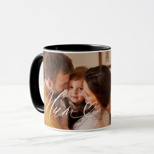 Mum Script Herz dankbar für jeden Augenblick Foto Tasse (Vorderseite Links)