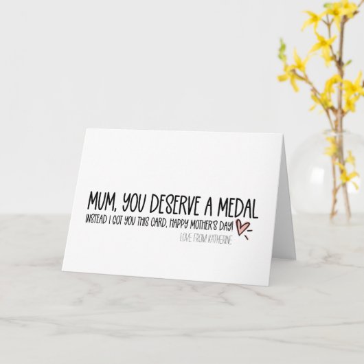 Mum Sie verdienen einen Medal Funny Mthers Day Karte (Gelbe Blume)