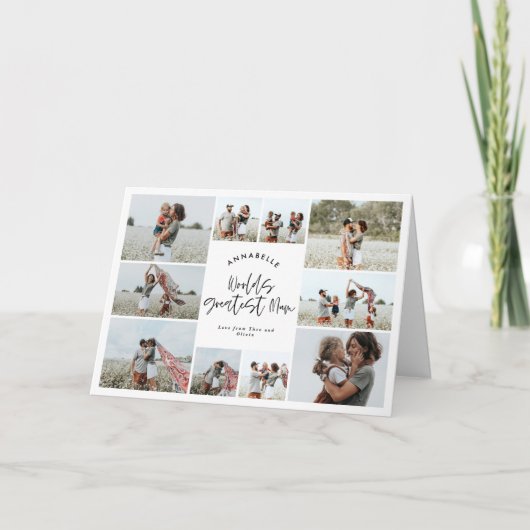 Mum typografie elegante moderne minimale Multi-Fot Dankeskarte (Vorderseite)