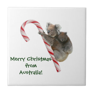 Mum und Joey Koala Candy Cane Weihnachten Fliese