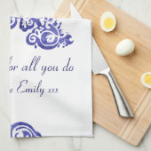 Mum we Liebe you blue & white Küchentücher (Viertel Falte)