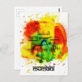 Mumbai Gateway von India hellen Wasserfarben Postkarte (Vorne/Hinten)