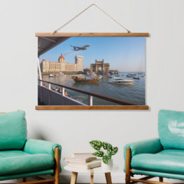 Mumbai Hafen Hängende Bildrolle  91cm x 66cm Wandteppich Mit Holzrahmen