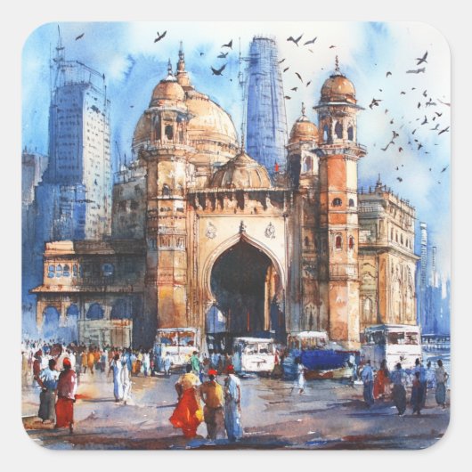 Mumbai in India Quadratischer Aufkleber (Vorderseite)