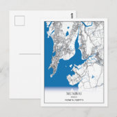 Mumbai India City Map Travel Simple Postkarte (Vorne/Hinten)