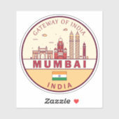 Mumbai India City Skyline Emblem Aufkleber (Blatt)