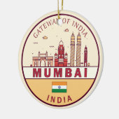 Mumbai India City Skyline Emblem Keramik Ornament (Links)