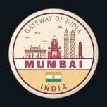 Mumbai India City Skyline Emblem Magnet<br><div class="desc">Mumbai minimalistisches, farbenfrohes Kunstdesign mit Denkmälern und Sehenswürdigkeiten der Stadt in Indien.</div>