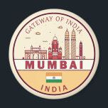 Mumbai India City Skyline Emblem Magnet<br><div class="desc">Mumbai minimalistisches, farbenfrohes Kunstdesign mit Denkmälern und Sehenswürdigkeiten der Stadt in Indien.</div>
