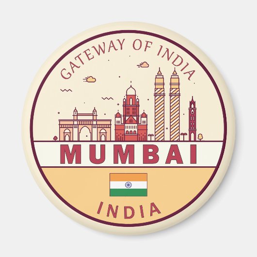 Mumbai India City Skyline Emblem Magnet (Vorne)