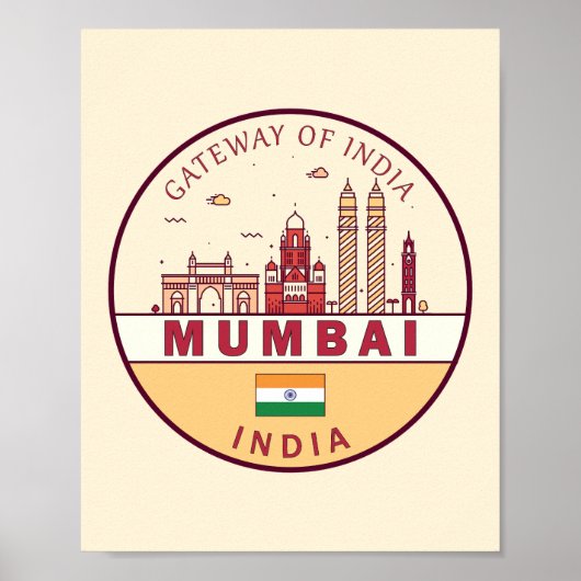 Mumbai India City Skyline Emblem Poster (Vorne)