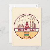 Mumbai India City Skyline Emblem Postkarte (Vorne/Hinten)