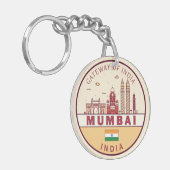 Mumbai India City Skyline Emblem Schlüsselanhänger (Vorderseite links)
