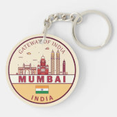Mumbai India City Skyline Emblem Schlüsselanhänger (Rückseite)