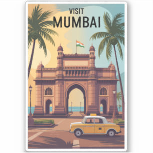 Mumbai India Gateway India Illustration Travel Aufkleber