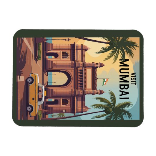 Mumbai India Gateway India Illustration Travel Magnet (Horizontal)