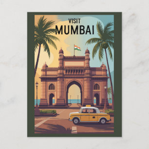 Mumbai India Gateway India Illustration Travel Postkarte