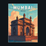 Mumbai India Illustration Travel Art Vintag Postkarte<br><div class="desc">Mumbai Retro Vektor-Reise-Design. Vom ikonischen Gateway Indiens zur Energie von Bollywood und Marine Drive,  Mumbai Impulsen mit Kultur,  Handel und Kreativität.</div>