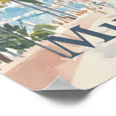 Mumbai India Watercolor Painting Travel Poster (Ecke)