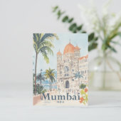 Mumbai India Watercolor Painting Travel Postkarte (Stehend Vorderseite)