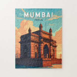 Mumbai Indien Illustration Reise Kunst Vintage Puzzle