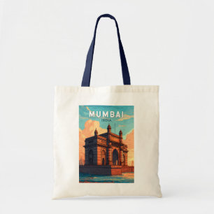 Mumbai Indien Illustration Reise Kunst Vintage Tragetasche
