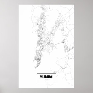 Mumbai, Indien (Schwarzes auf Weiß) Poster