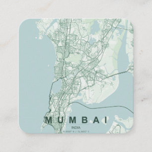 Mumbai Indien Stadtplan & Benutzerdefinierter Text Quadratische Visitenkarte