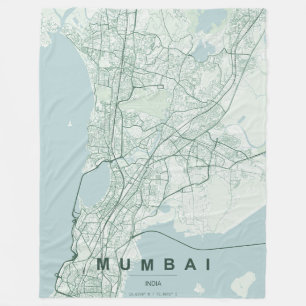 Mumbai Indien Stadtplan Minimal Design Fleecedecke