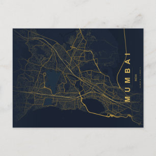 Mumbai Indien Stadtplan Minimal Design Postkarte