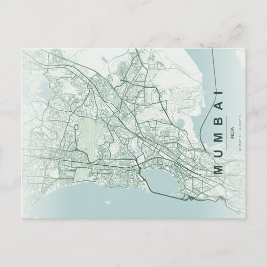 Mumbai Indien Stadtplan Minimal Design Postkarte (Vorderseite)