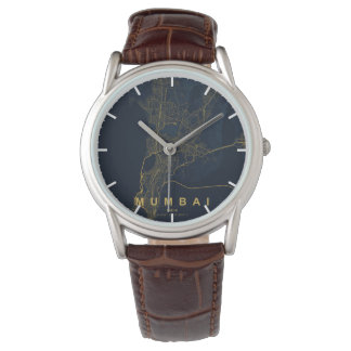 Mumbai Indien Stadtplan Minimales Design Armbanduhr