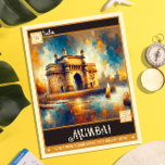 Mumbai, Indien | Vintage Malerei Postkarte<br><div class="desc">Begeben Sie sich auf eine visuelle Reise ins Herz des Vintagen Mumbai mit unserer faszinierenden Vintagen Postkarte. Diese atemberaubende Illustration ist ein Beleg für den lebendigen Geist der Stadt, der durch ausdrucksvolle Pinselstriche und eine lebhafte Farbpalette mit Leben erfasst wird. Die Ähnlichkeit des Subjekts entsteht inmitten einer Symphonie abstrakter Formen,...</div>
