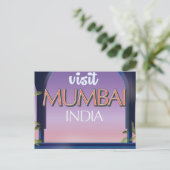 Mumbai Indien Vintages Reiseplakat Postkarte (Stehend Vorderseite)