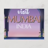 Mumbai Indien Vintages Reiseplakat Postkarte (Vorderseite)