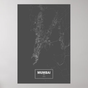 Mumbai, Indien (weiß auf Schwarzem) Poster
