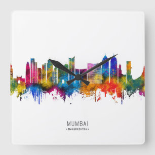 Mumbai Maharashtra Skyline Quadratische Wanduhr