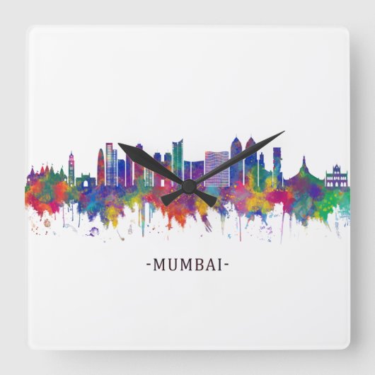 Mumbai Maharashtra Skyline Quadratische Wanduhr (Vorderseite)