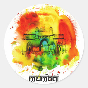 Mumbai-Zugang heller Aquarelle Indiens Runder Aufkleber
