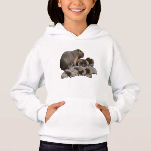 Mumie Capybara mit Säuglingen, Kinder Hoodie (Vorderseite)