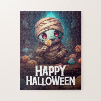 Mumie isst Süßigkeiten Frohes Halloween Puzzle