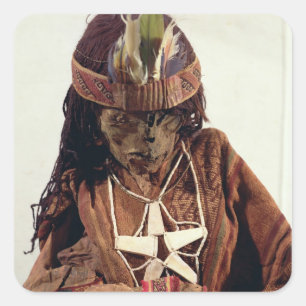 Mumie mit Knochenschmuck, um 200 v. Chr. Quadratischer Aufkleber