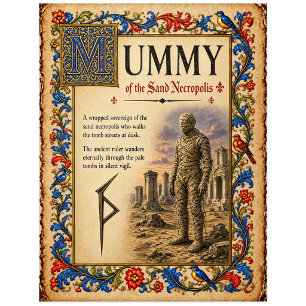 Mumie, mittelalterliche Bestiarien-Kunst Postkarte