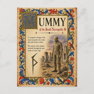 Mumie, mittelalterliche Bestiarien-Kunst Postkarte