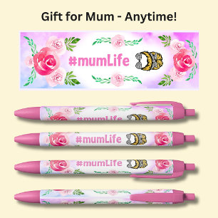 #mumLife, Mum Life, rosa Blume, Kugelschreiber
