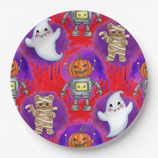 Mummies, Geister und Kürbis, von Natasha Us Pappteller (Vorderseite)