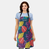 Mummvorron mit tropischer Blumendesign-Schürze Schürze (Getragen)