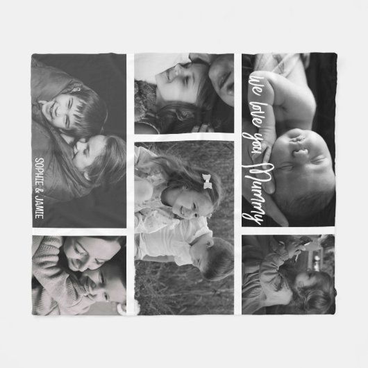 Mummy 6 Photo Collage Fleecedecke (Vorderseite (Horizontal))