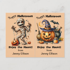 Mummy and Jack o' Lantern Party Halloween Card Postkarte